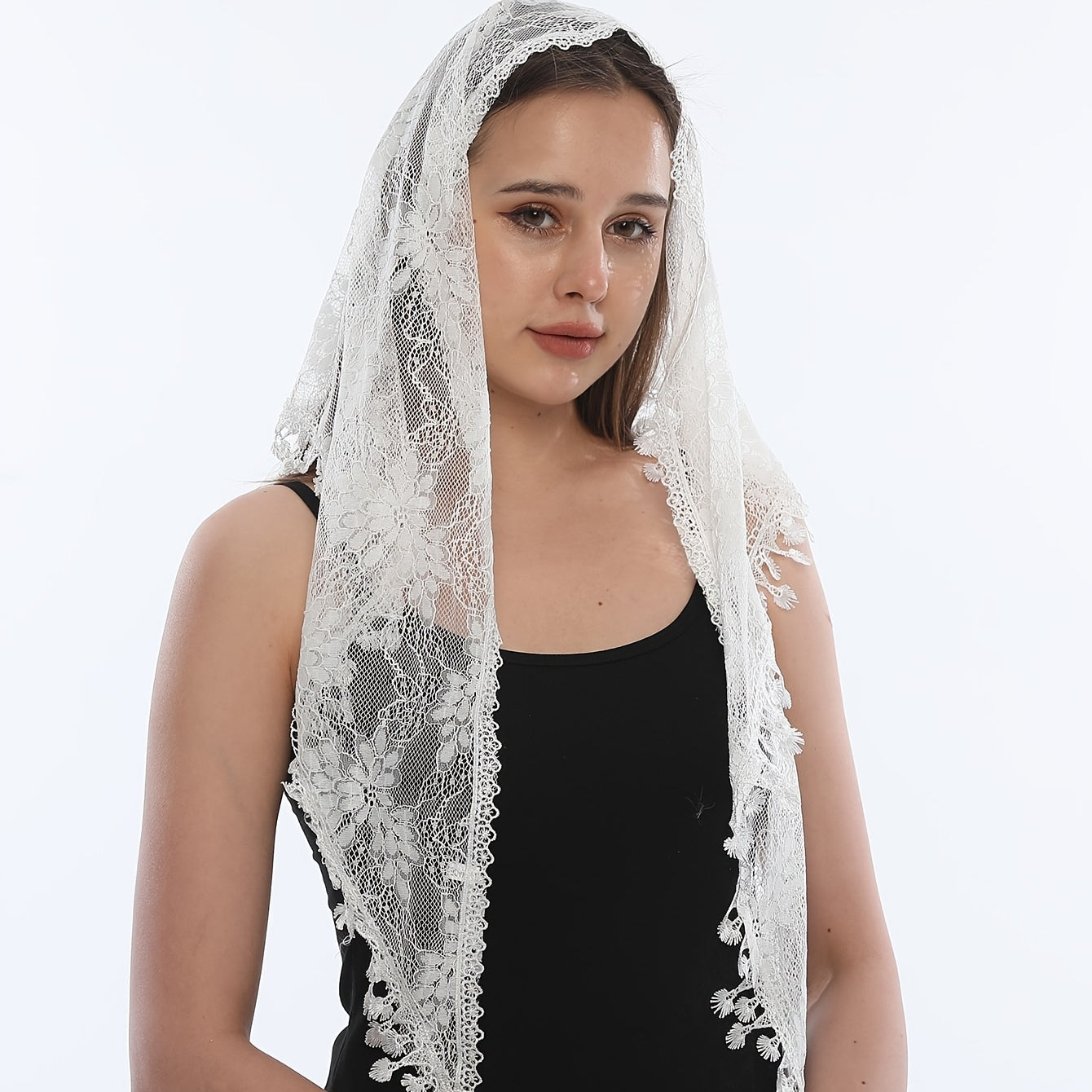 Triangular Lace Veil Prayer Church Veil Women Headcovering Lace Scarf