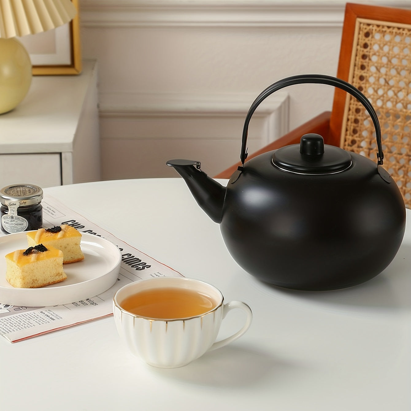 Stainless Steel Kettle with Long Strainer for Tea, Wine, Barbecue