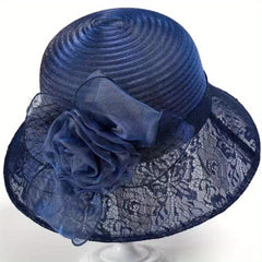 Breathable Organza Sun Hat with Flower Decor Mesh Bucket Hats