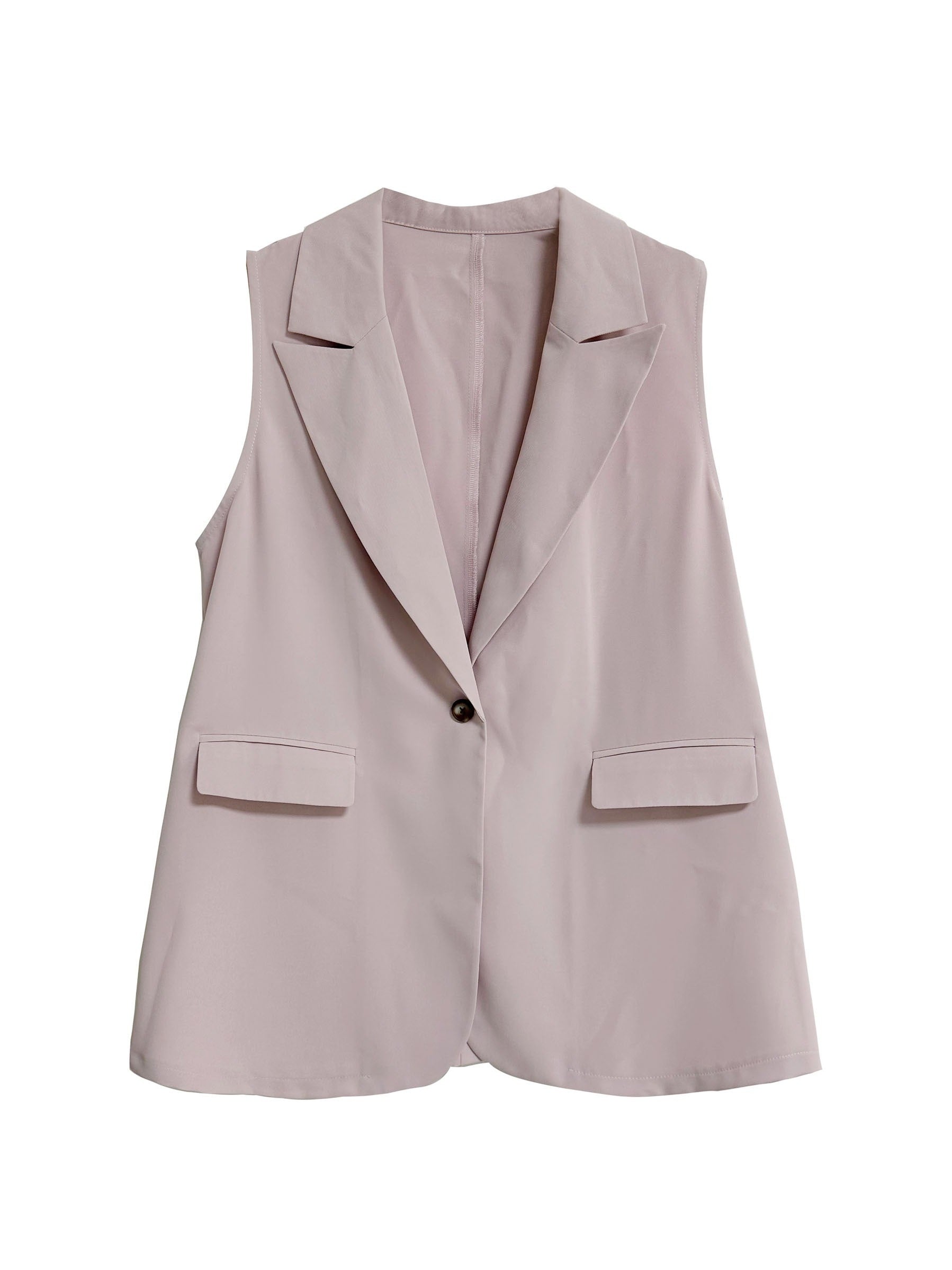  Solid Lapel Collar Stretch Blazer