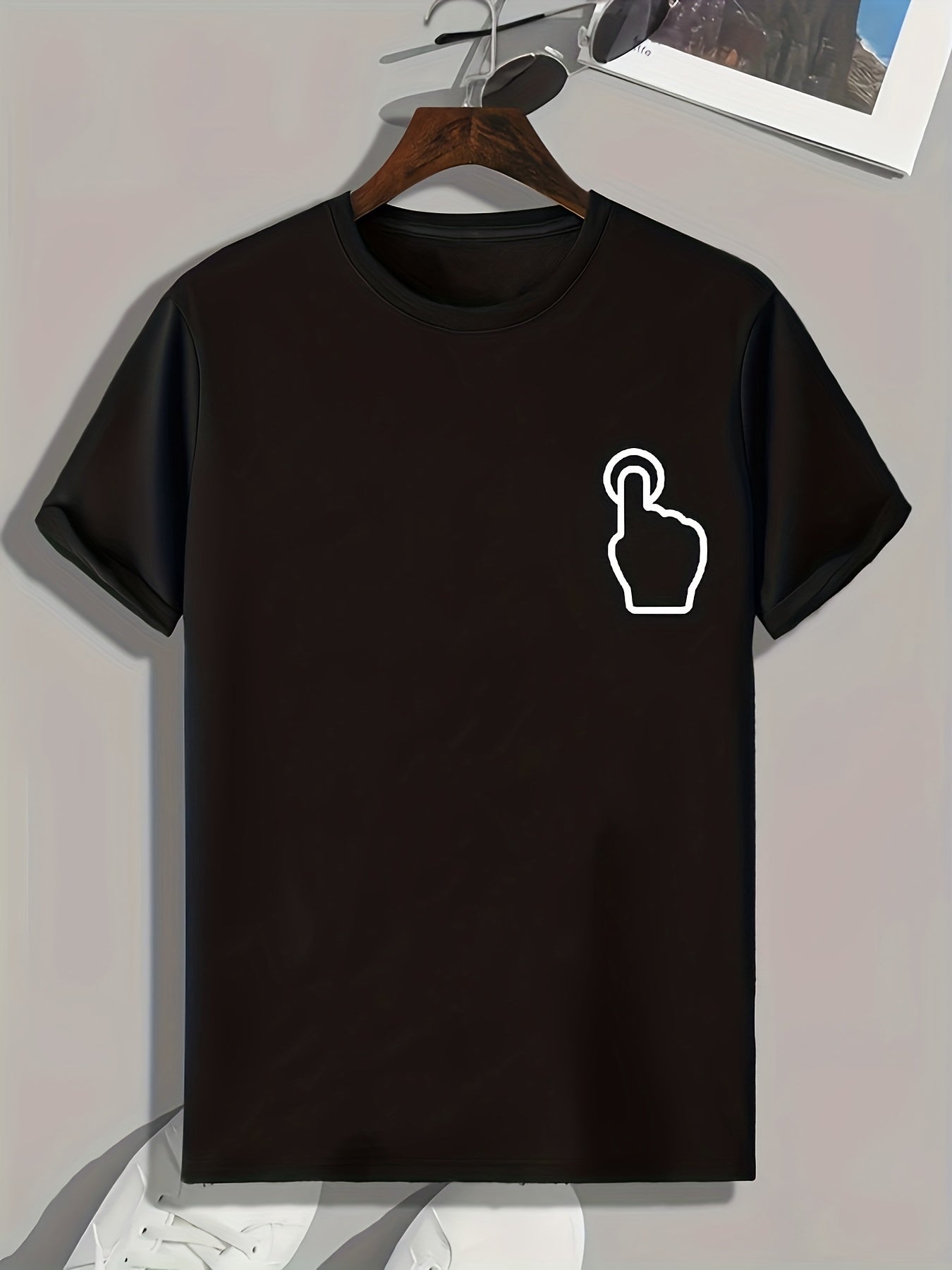 Hand Gesture Pattern Print Men's Graphic Tee