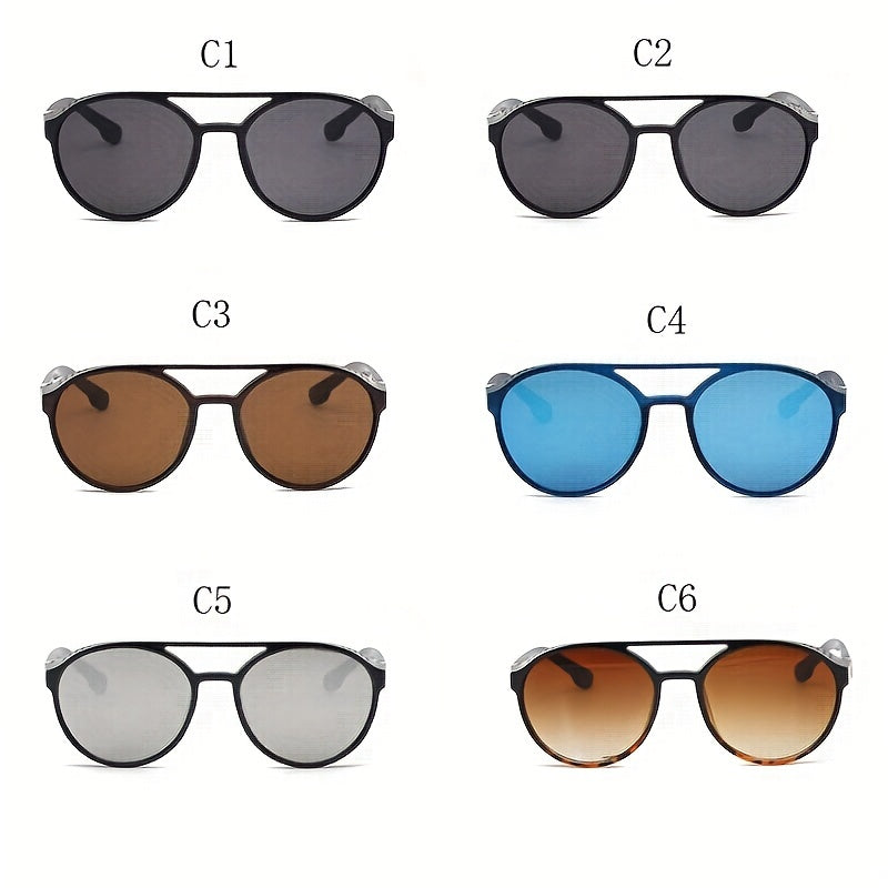 Men's Retro Steampunk Round Sunglasses for Street Photography