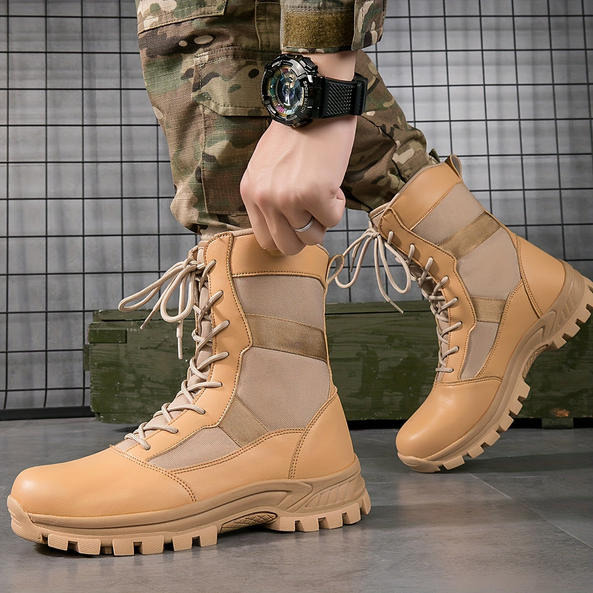 Men's High Top Tactical Work Boots Non Slip Durable Boots