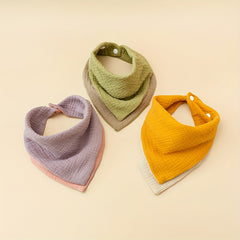 2pcs Baby Cotton Gauze Feeding Bibs 6-12 Months Multicolor Triangle Scarf