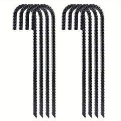 8pcs Rebar Stakes Heavy Duty J Hook Ground Stakes Tent Stakes