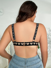  Heart Print Triangle Bra High Stretch