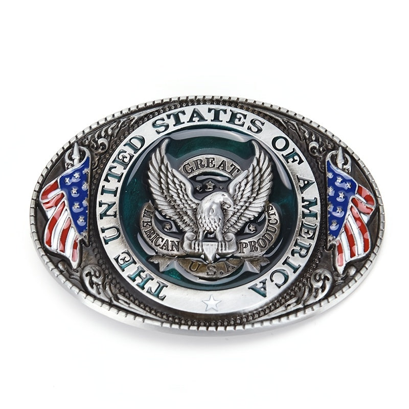 USA Flag Eagle Belt Buckle Patriotic American Flag Design