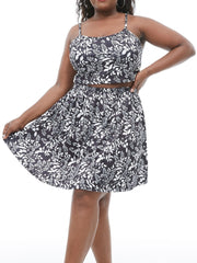  Floral Print Loungewear Set: Cami Crop Top & Skirt Two Piece