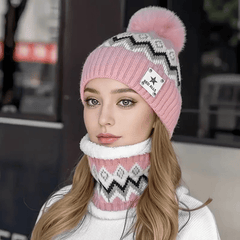 Cozy Winter Beanie Gray & Cable Pattern Ear Flap Hand Wash Festive Headwear