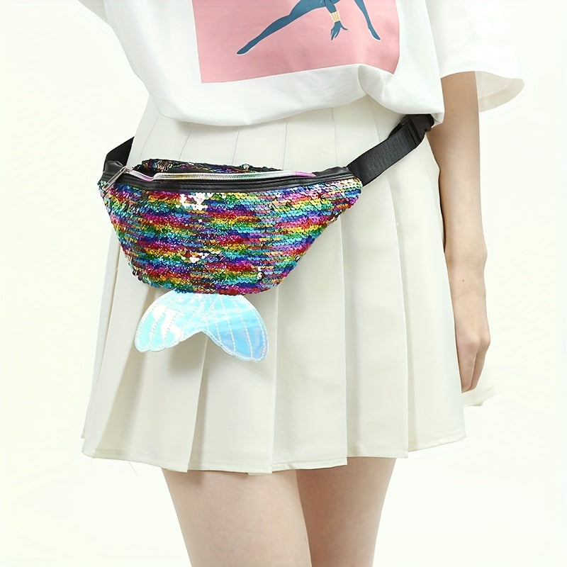 Mermaid Sequin Scales Tail Fanny Waist Pack Crossbody Purse