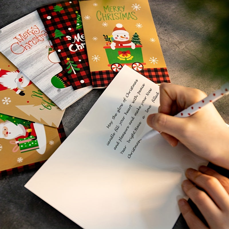 6 Sets Christmas Greeting Cards with Envelopes and Stickers