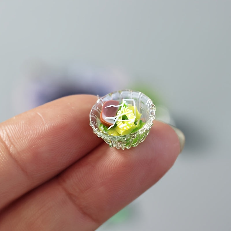 Dollhouse Mini Salad Set Resin Alloy Material Decoration for Kitchen
