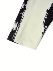  Casual Blazer Women's Plus Brush Print Long Sleeve Shawl Collar