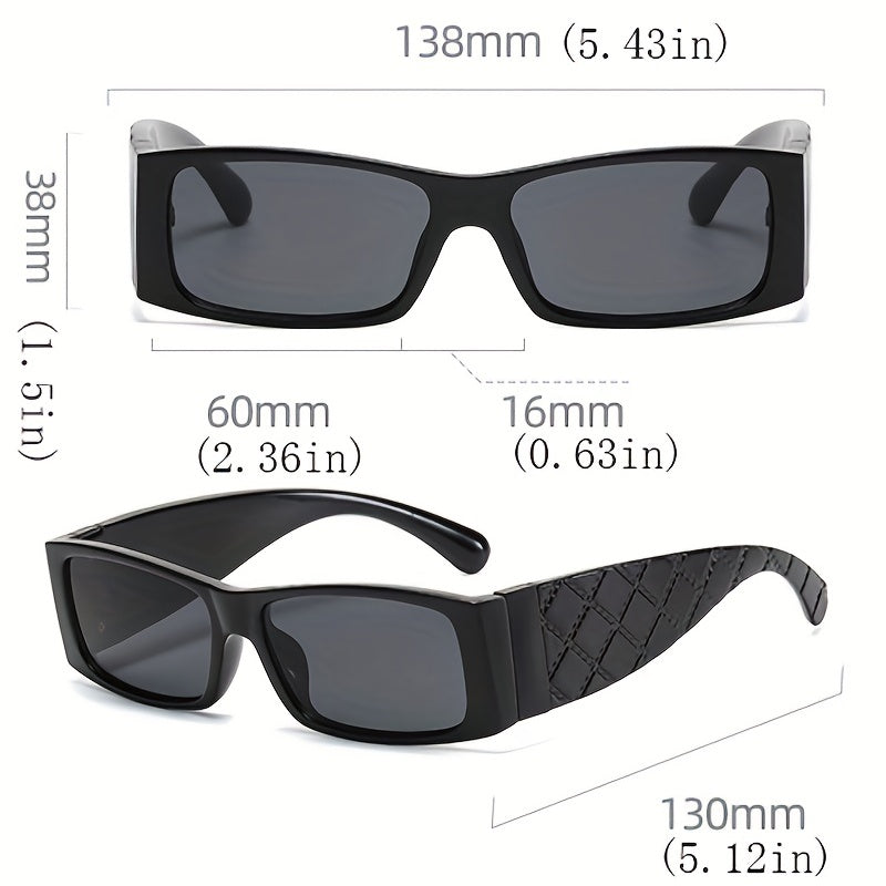 Square Frame Futuristic Sunglasses Wide Temple Cyber Punk Style