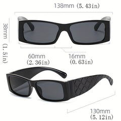 Square Frame Futuristic Sunglasses Wide Temple Cyber Punk Style