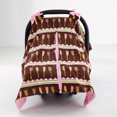 Girls Pink Arrow Arrow Print Car Seat Sunshade Cover Canopy