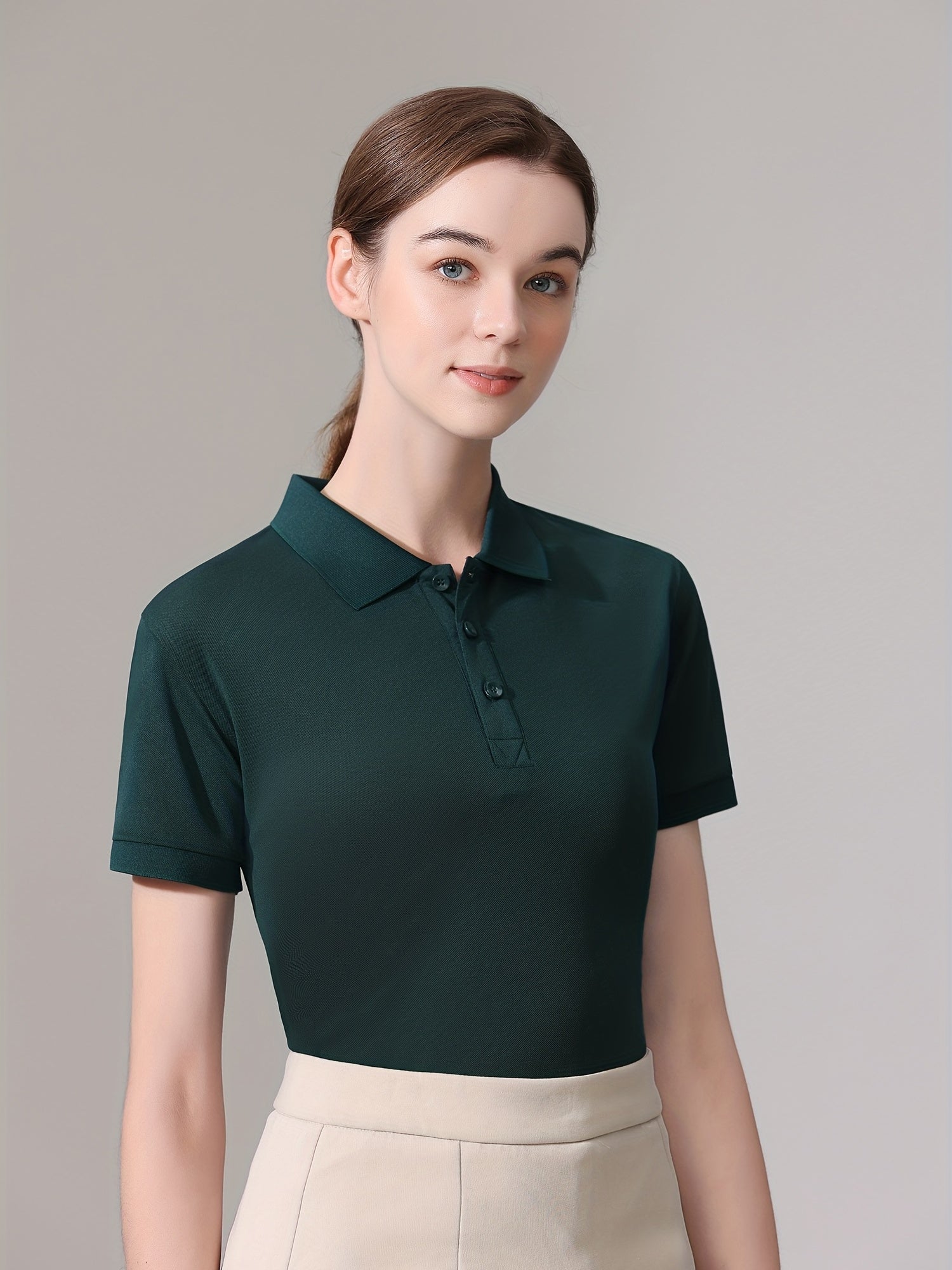 Women's Casual Polo Shirt Slimming Breathable Sweetheart Collar