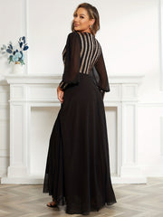 Sequined Surplice Neck Dress Sleeveless Ankle Dress for Party