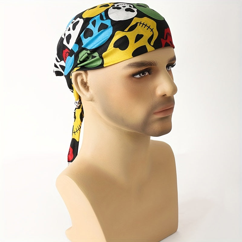 Colorful Skull Print Men's Square Scarf