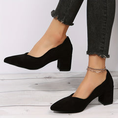 Women's Chunky Heel Point Toe Work Shoes Dress Pumps