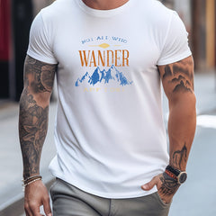 Retro Mountain Motorcycle Print Men's Graphic Crew Neck Tee