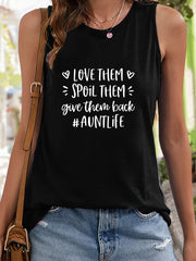 Letter Print Mid Stretch Basic Tank Top Women's Sports Top