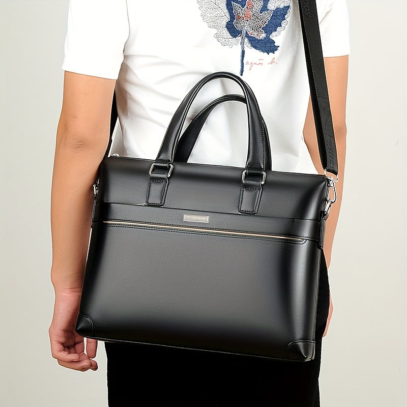BAODIDAISHU Men's PU Leather Laptop Briefcase Top Handle Bag