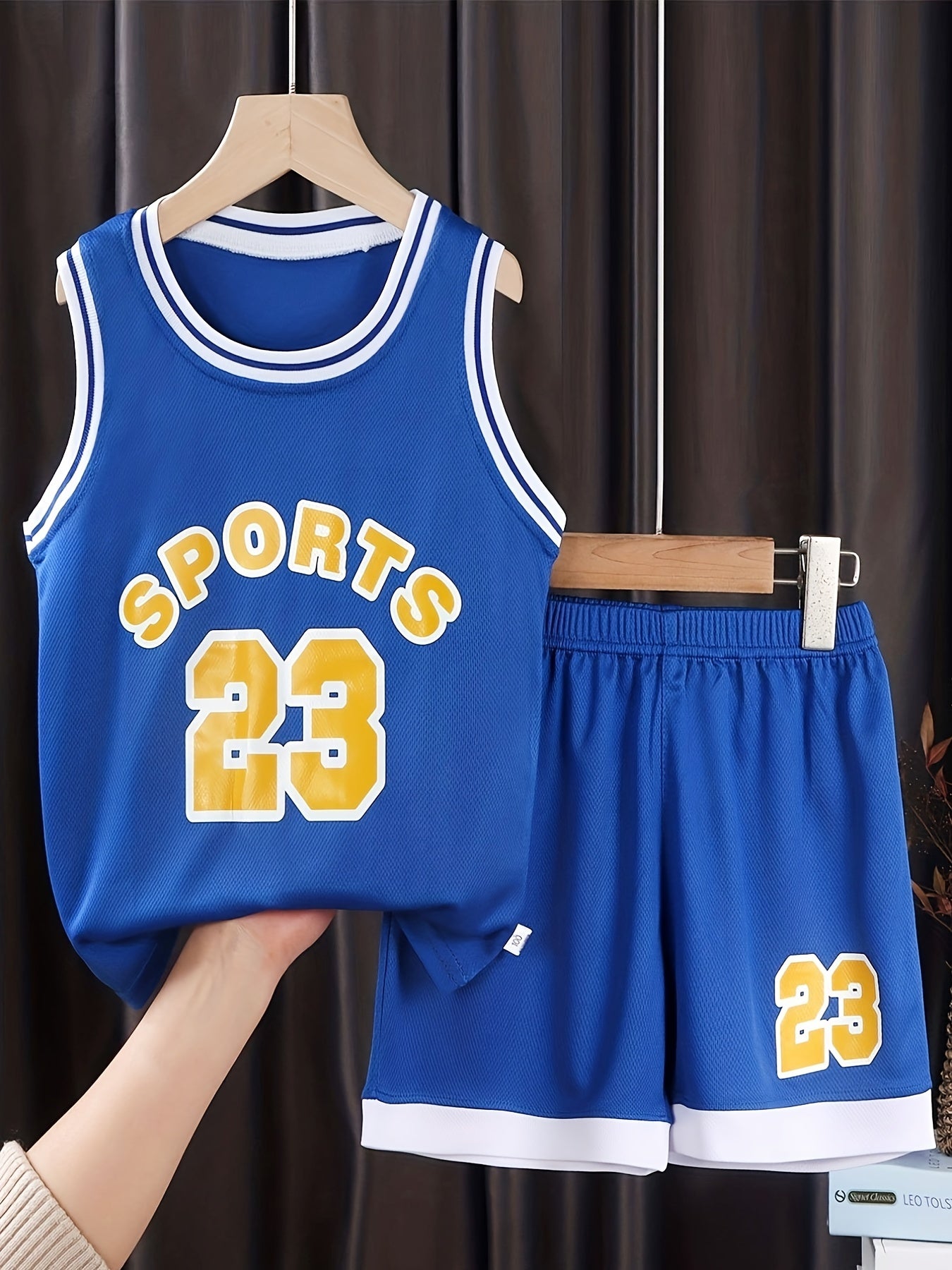 Boys SPORTS Tank Top & Shorts Set, Basketball Outfits