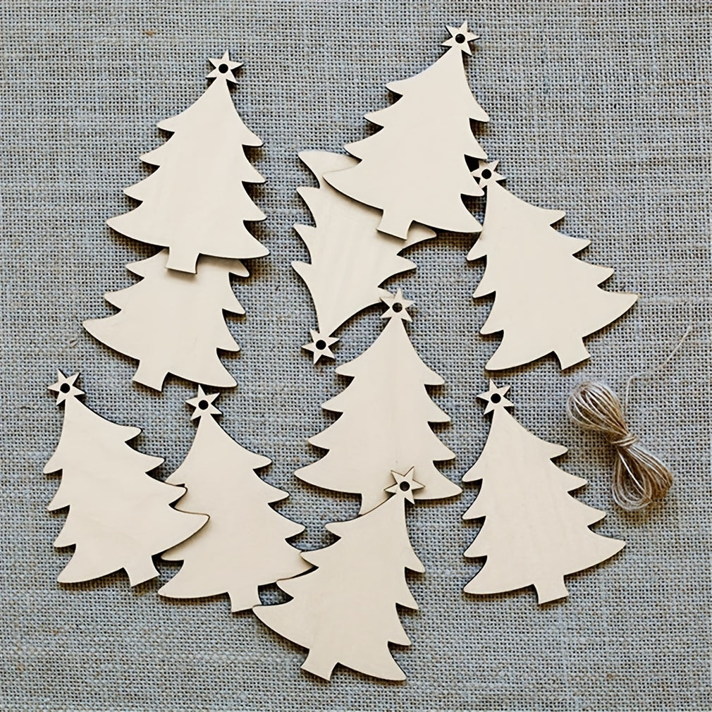 10pcs DIY Wooden Christmas Tree Decorations Snowman Pendants