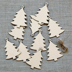 10pcs DIY Wooden Christmas Tree Decorations Snowman Pendants