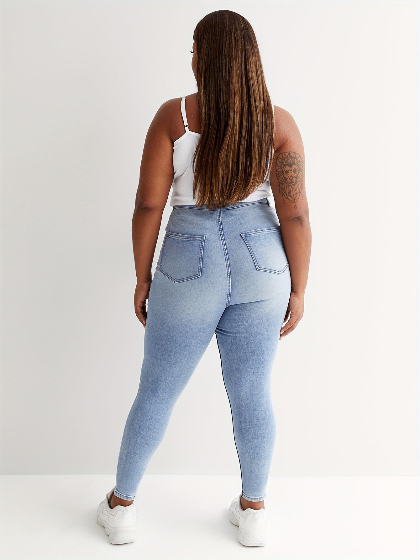  Elastic Waisted High Stretch Denim Pants