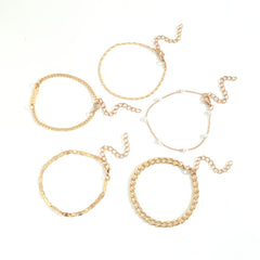 5 Pcs Hollow Chain Bracelet Minimalist Stackable Chain Bracelet
