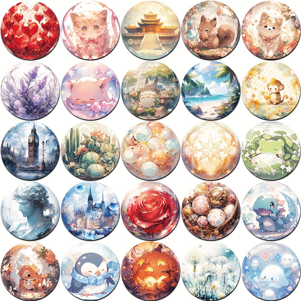 50pcs Cartoon Glass Balls Decor Sticker for Diary Mobile Water Cup