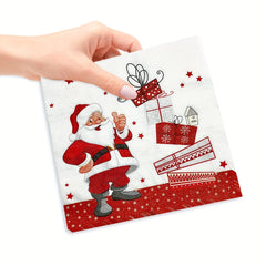 20pcs Disposable Christmas Paper Napkins Western Food Party Printing 33cm