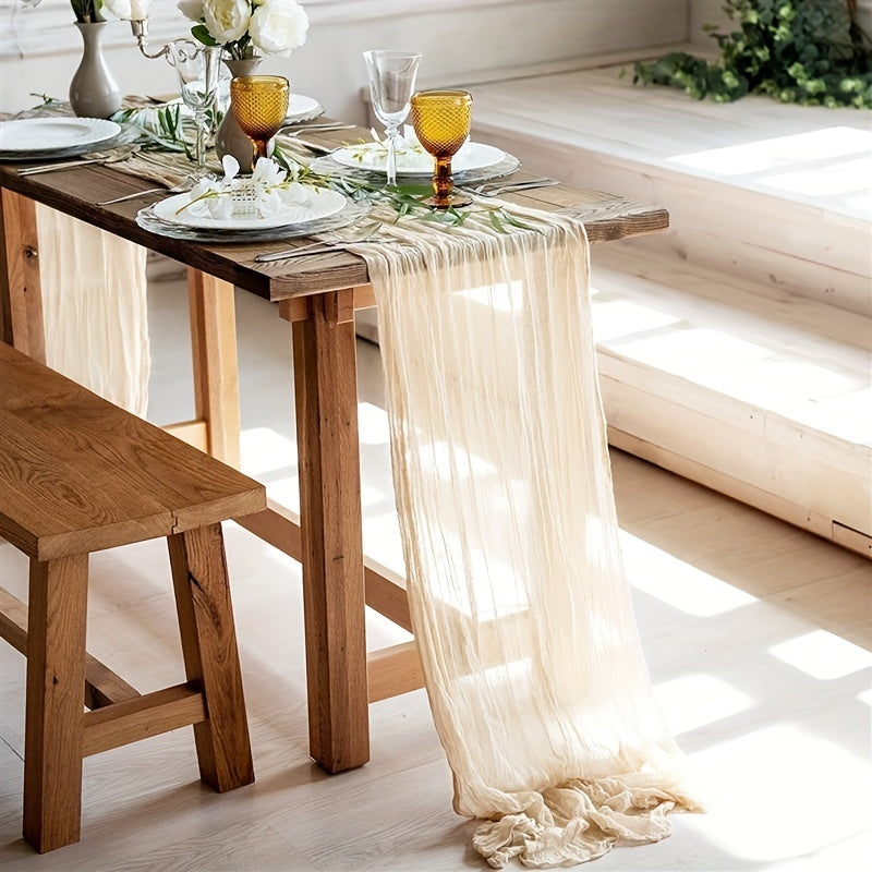 Boho Cheesecloth Table Runner for Wedding Bridal Shower Holiday