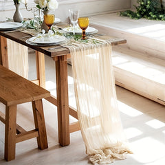 Boho Cheesecloth Table Runner for Wedding Bridal Shower Holiday