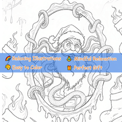 Dark Goth Christmas Adult Coloring Book - Terrifying Holiday Scene