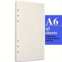 A6 Refills Lined Paper 45 Sheets 90 Pages For 6 Ring Binders