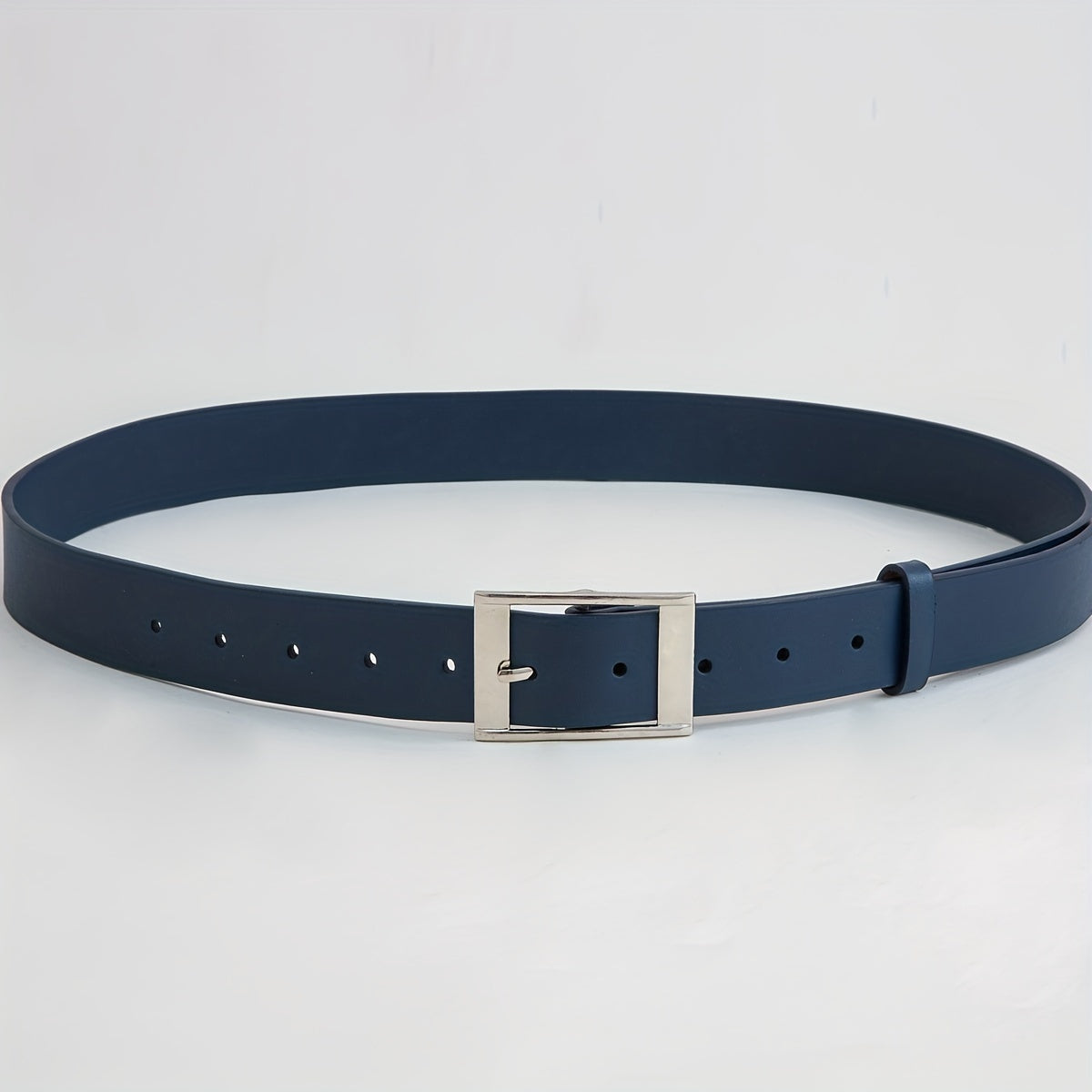 Men's Navy Casual Leather Belt with Pin Buckle