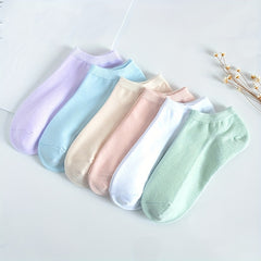 6 Pairs Solid Ankle Socks Lightweight Women's Stockings & Hosiery