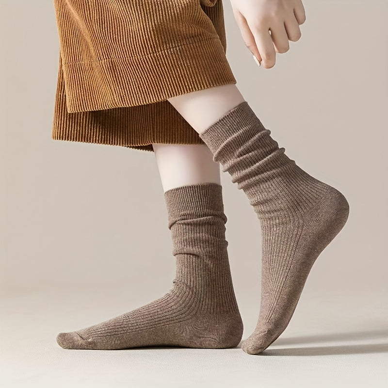 10 Pairs Mid Tube Solid Socks Women's Stockings