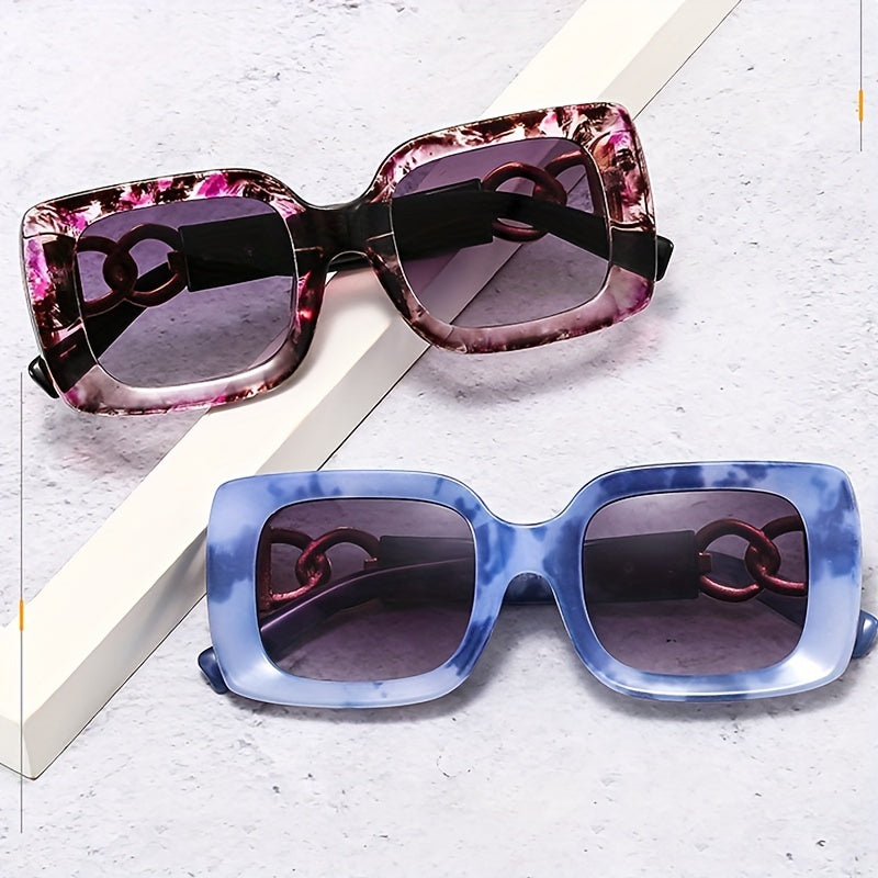 Vintage Square Frame Sunglasses Gradient Lens Glasses UV400