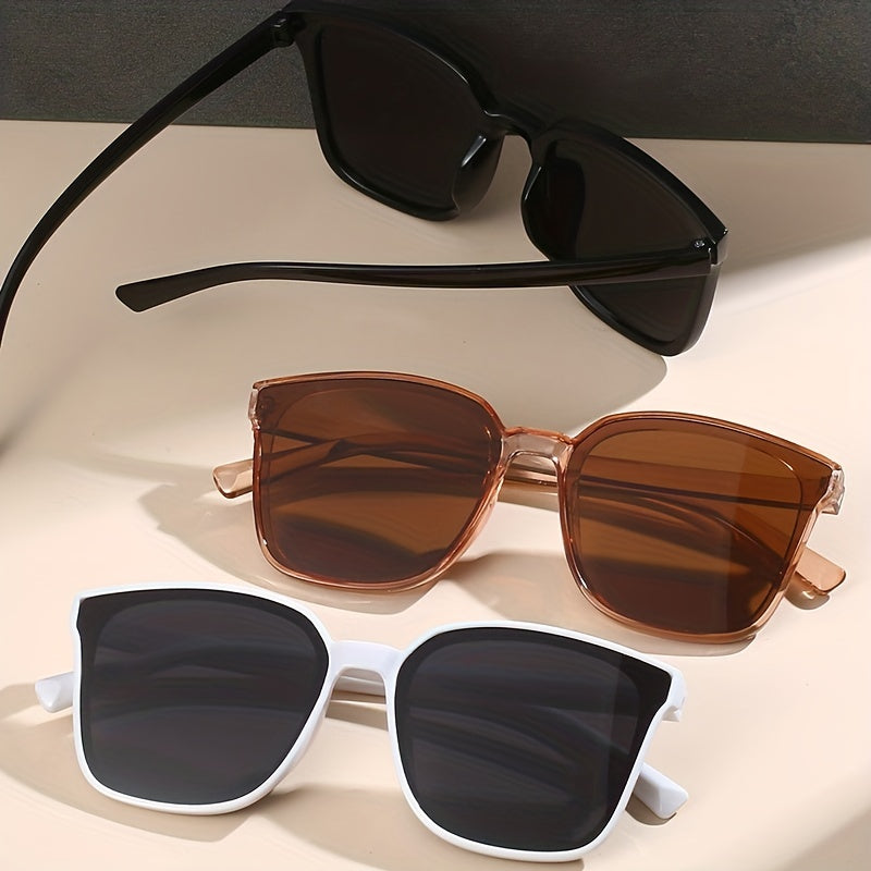 3 Pairs Square Sunglasses UV400 Sun Shades Glasses Travel Vacation