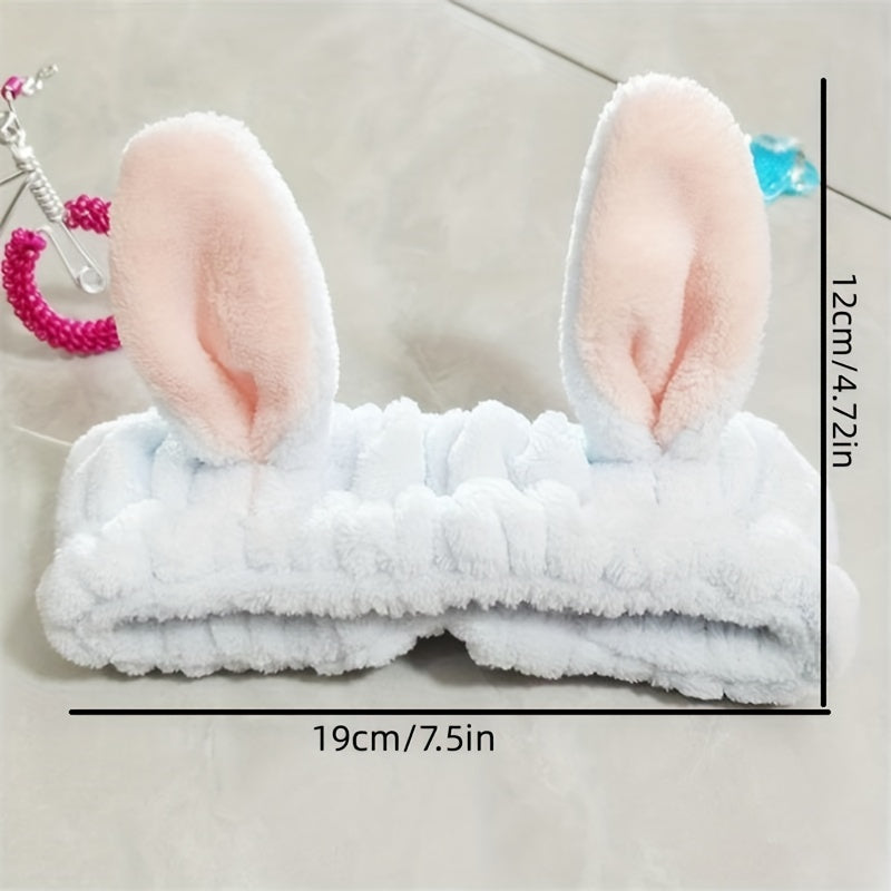 3D Rabbit Ear Headband Soft Headbands for Skincare Spa Shower