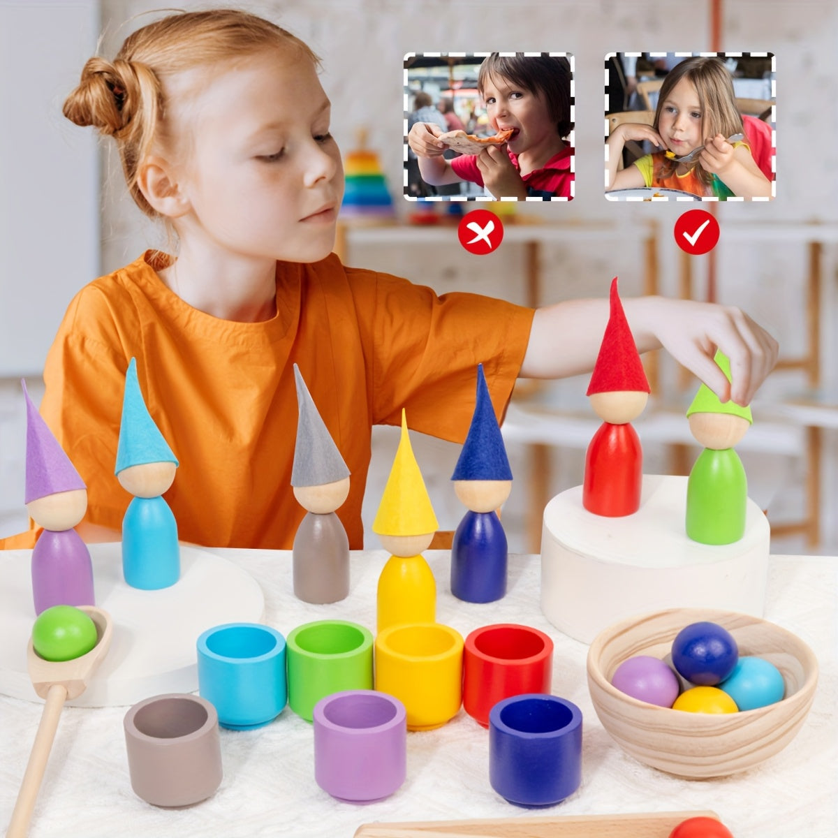 Educational Wooden Rainbow Matching Game for Preschoolers