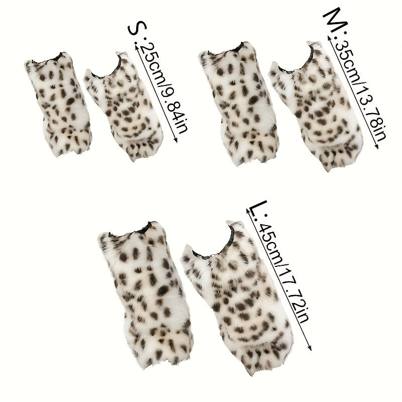 Leopard Fuzzy Leg Warmers Knee High Socks Women's Stockings