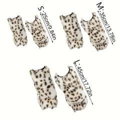 Leopard Fuzzy Leg Warmers Knee High Socks Women's Stockings