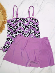 Leopard & Chevron Print Lace Up Side Tankini Set