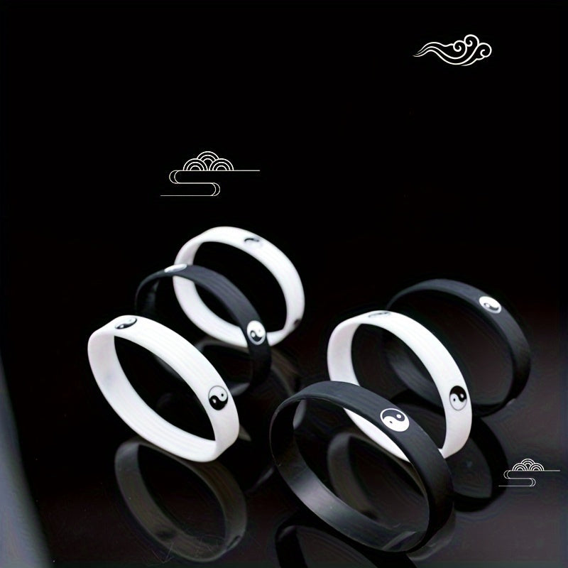 2pcs Silicone Hand Dance Street Ring Hip hop Band Accessories Wristband Bracelet