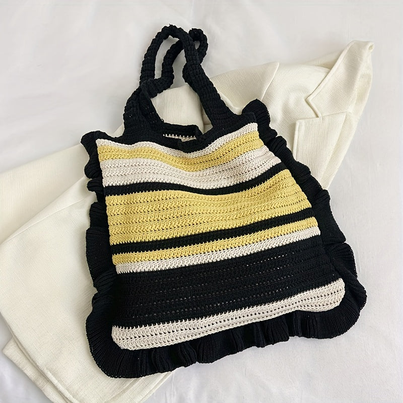 Boho Style Knitted Tote Bag for Women